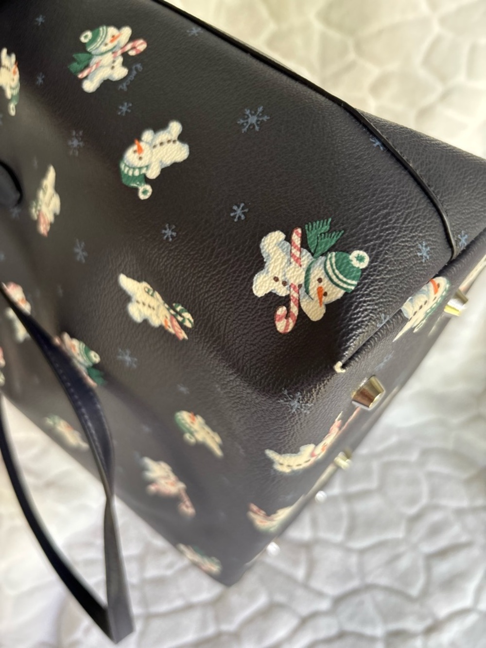 Coach Zip Top Tote Bag With Snowman Print - Picture 10 of 13